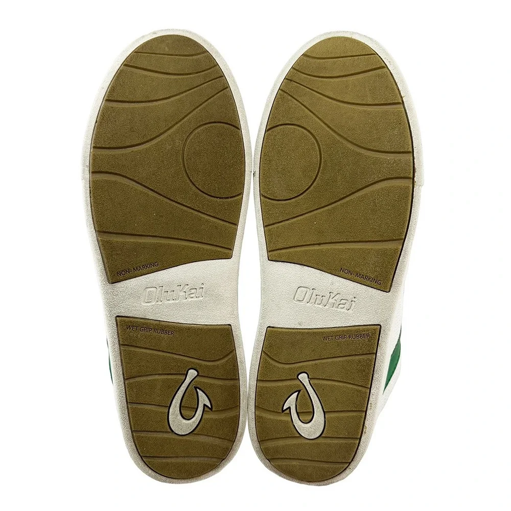 OLUKAI Kilea Leather‎ Sneakers • Women's 10 • off white, green